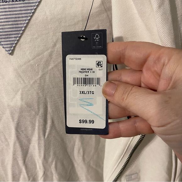 NWT Tommy Hilfiger White Hooded Zip-Up Jacket 3XL cotton - Picture 4 of 12
